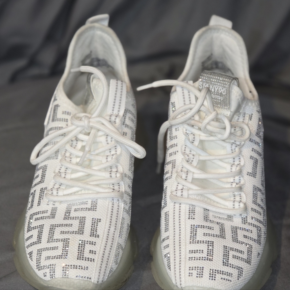 Steve Madden White and Gray Sneakers